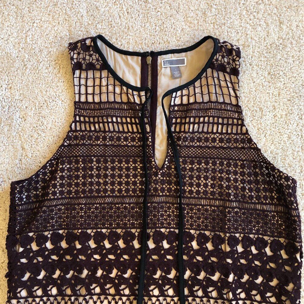 Chelsea28 Nordstrom Burgundy Crochet Fully Lined Sleeveless Shift Dress - Picture 3 of 15